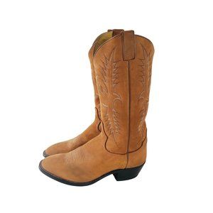 Tony Lama Women's Brown Leather Mid-Calf Block Heel Cowgirl Wester Boots Size 8D